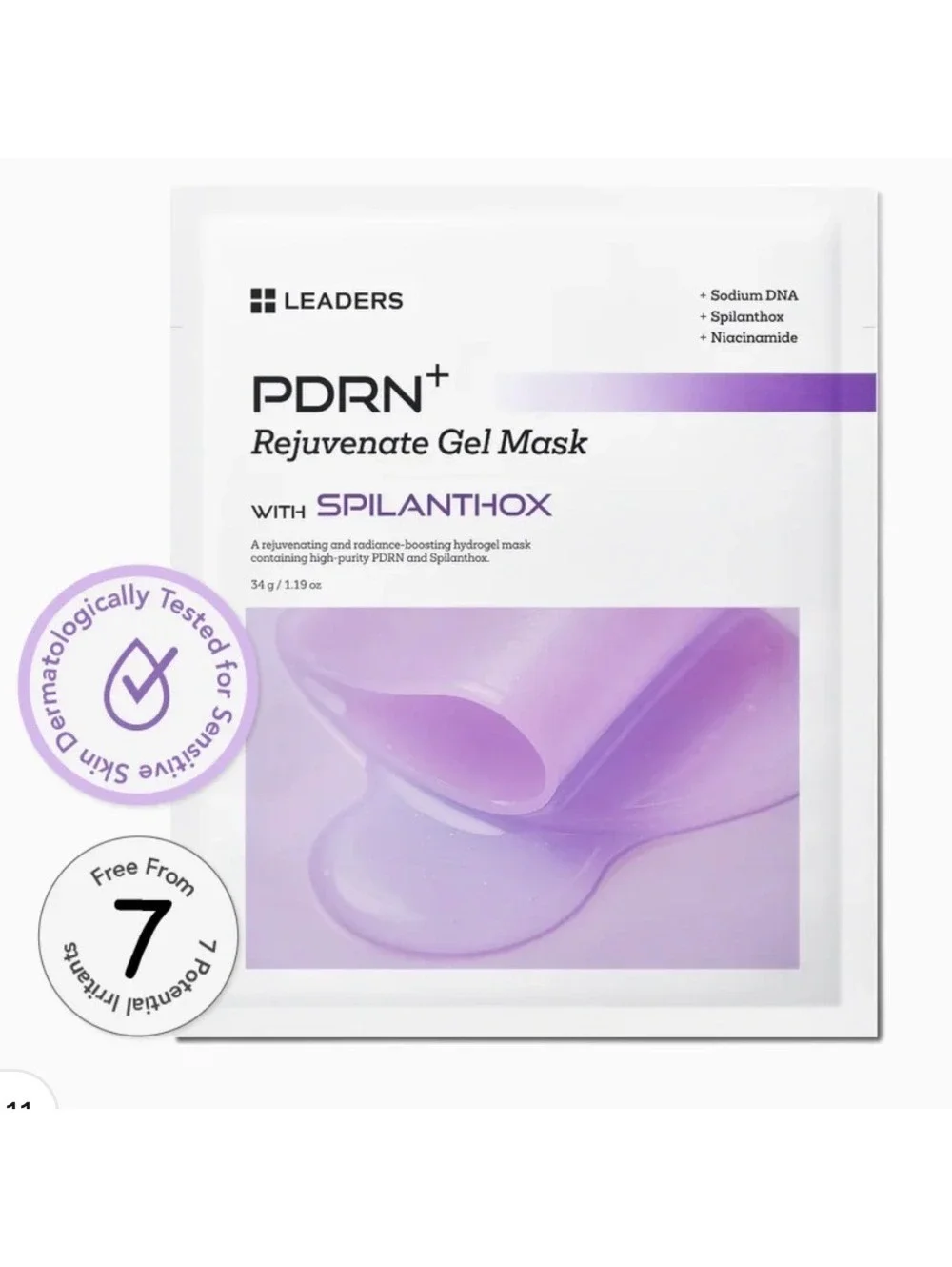 5 Masks Pack Leaders PDRN+ Rejuvenate Gel Mask with Spilanthox - 34g / 1.19oz
